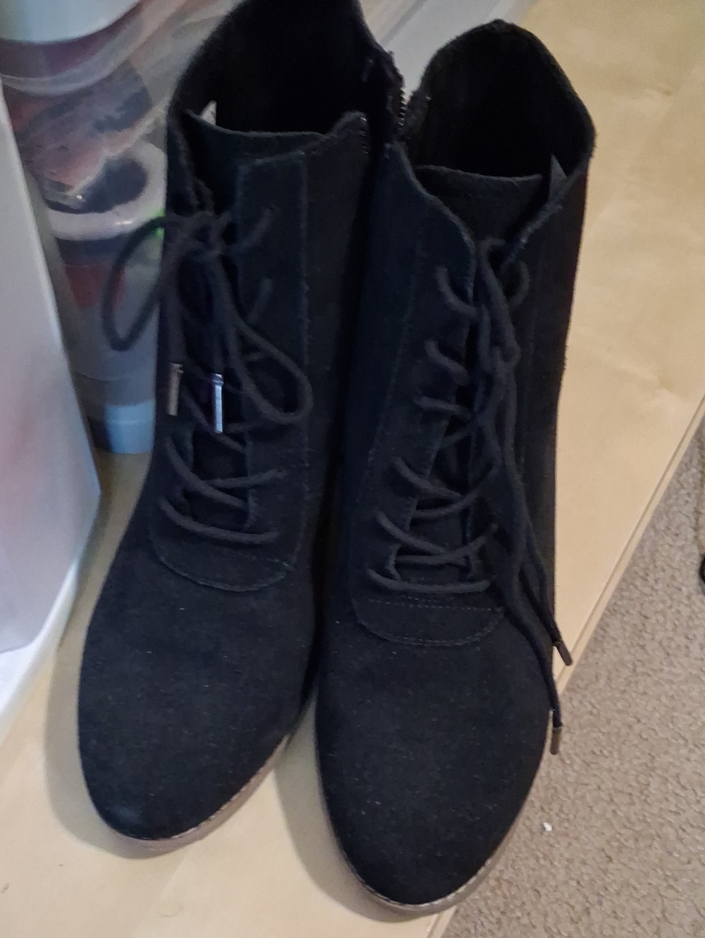 Toms Black Lace-Up Ankle Boots